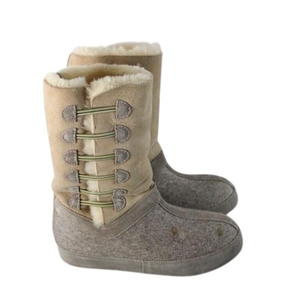 Zdar Wool Shearling Boots Womens Size 5.5(36) Beige Tan Winter Warm - Picture 1 of 7